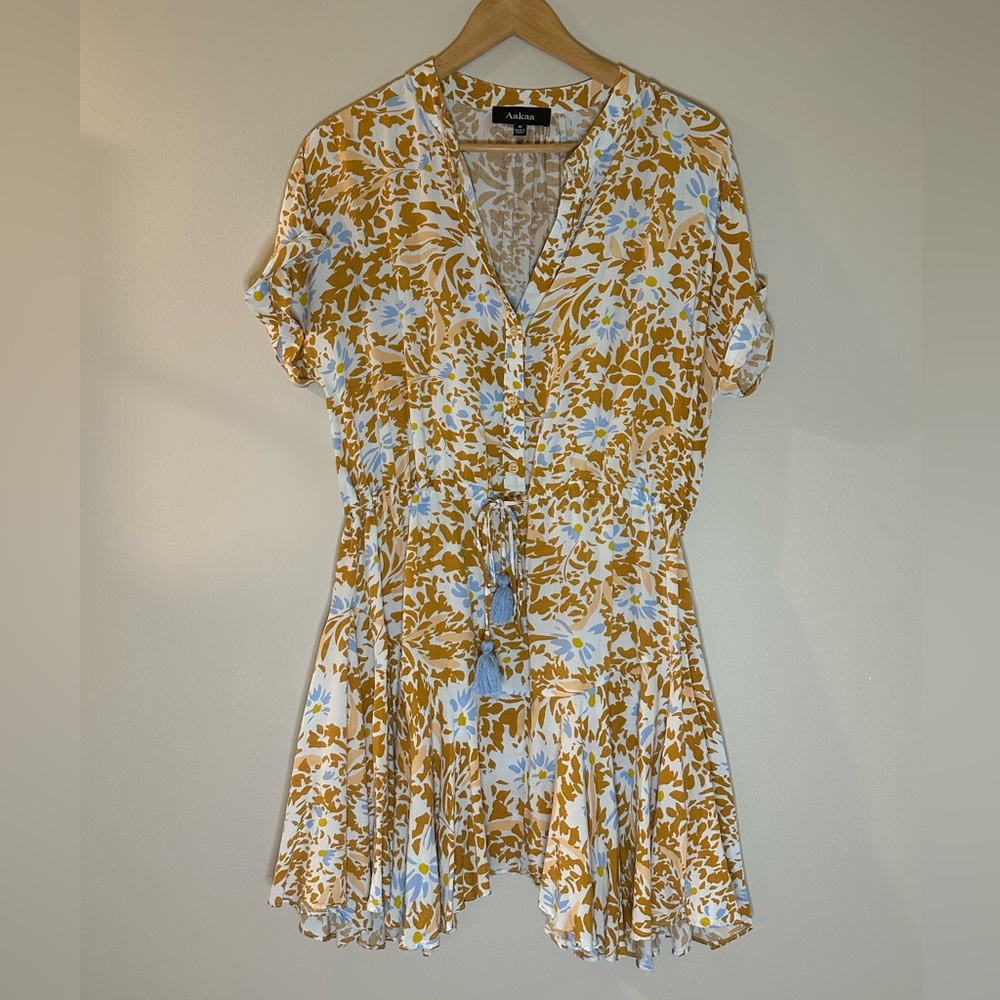 Aakaa short sleeve shirt dress with tassels
